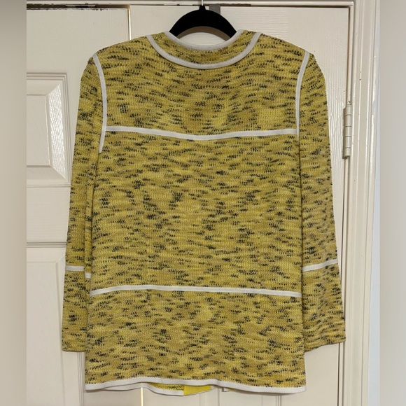 Misook Yellow Knit Jacket/Cardigan with White Accents - Picture 2 of 3